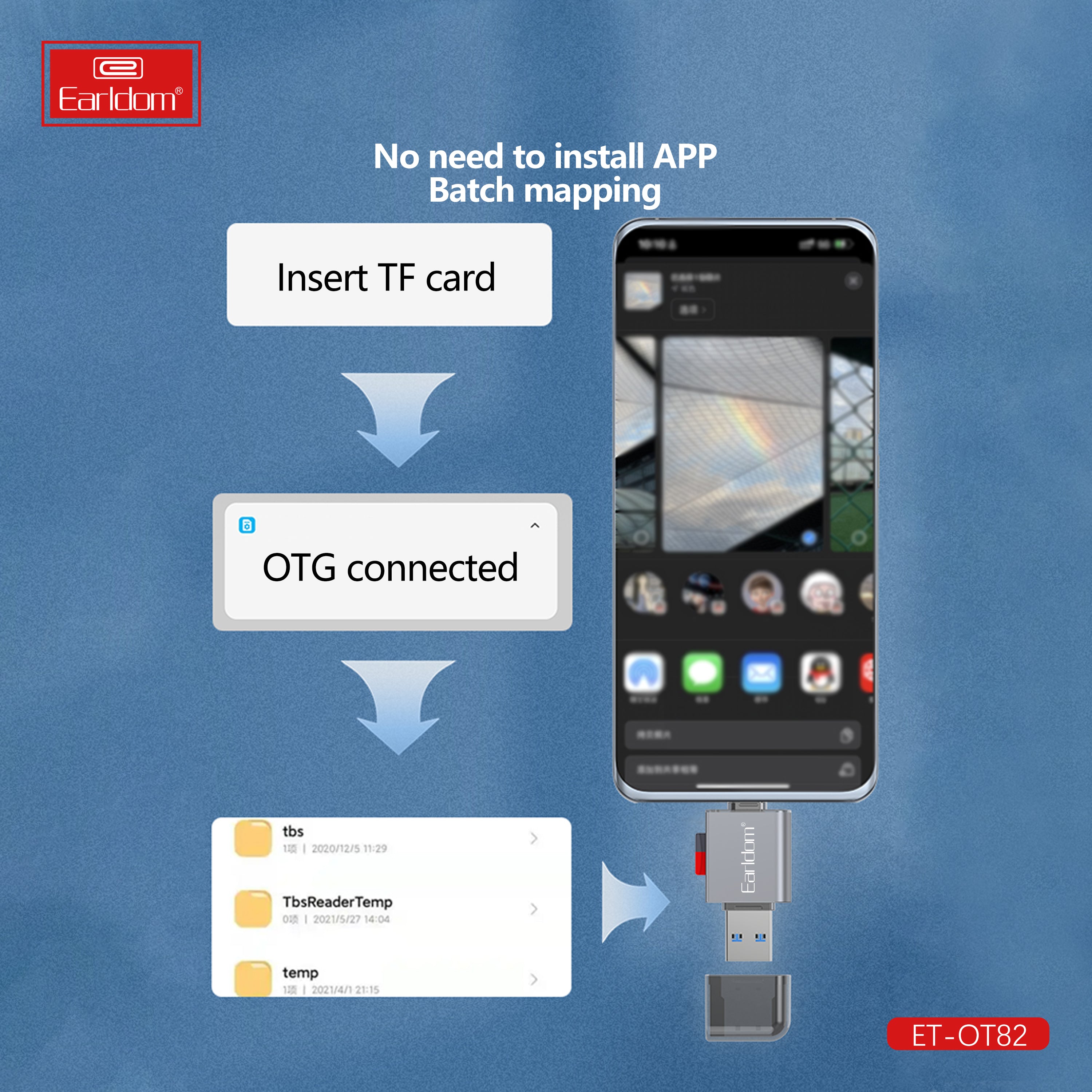 OTG type c lighting to micro sd card to mobile phone