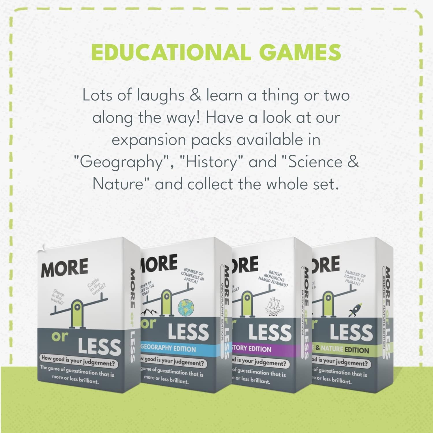 More or Less: Geography Edition Card Game - How Good Is Your Judgement? 2 Player+ | Family Fun Guessing Game for all Adults & Kids Aged 14 for a Christmas Party or Secret Santa