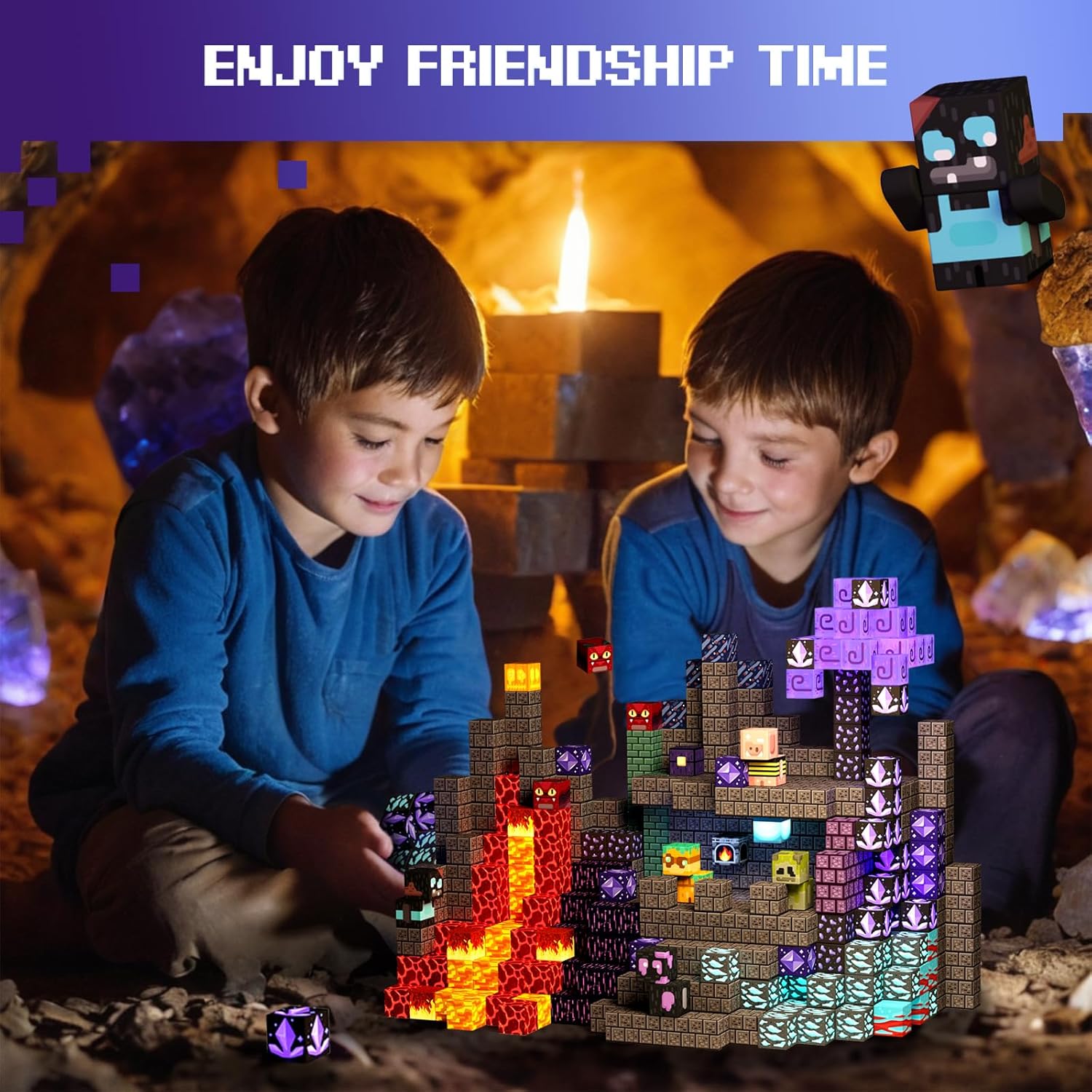 Dark Cave Magnetic Minecraft style Building Blocks Mine World Construction Set Random 100pcs