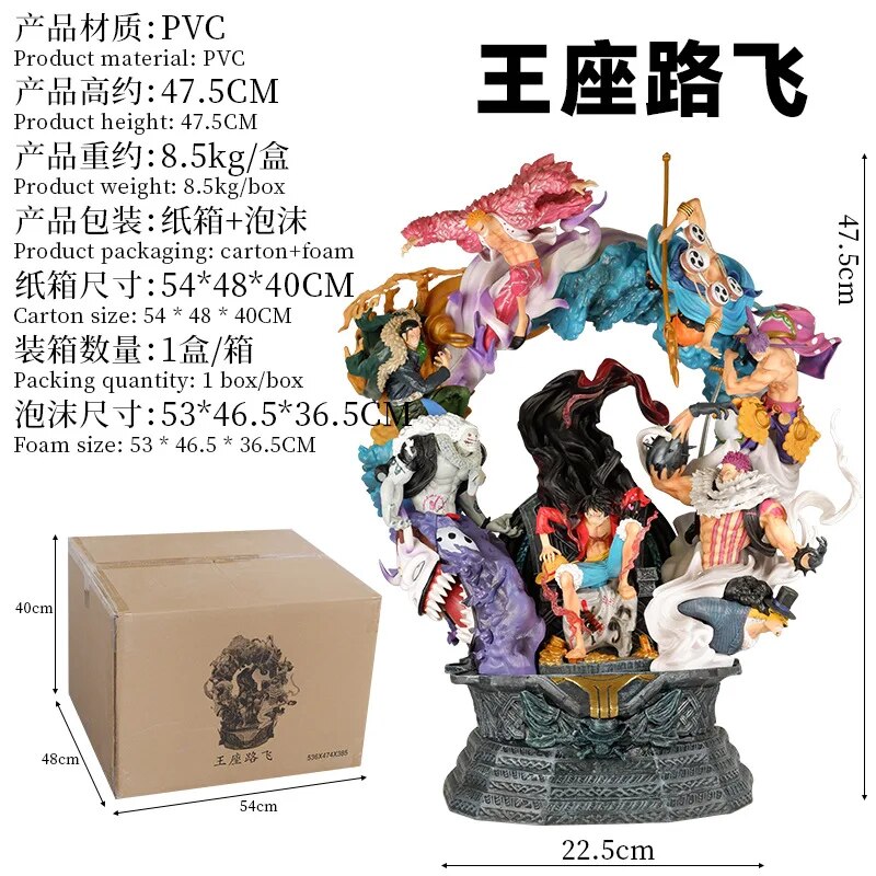 47.5CM One Piece Anime Figure Luffy Gk Ls Anniversary Throne Enel Katakuri Statue Pvc Action Figurine Collectible 8.5KG