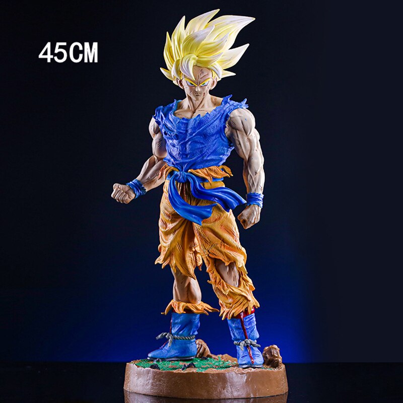 45cm Dragon Ball Z Son Goku Anime Figure Super Saiyan Action Figurine with Base GK PVC Statue Model Collection Toys Gift