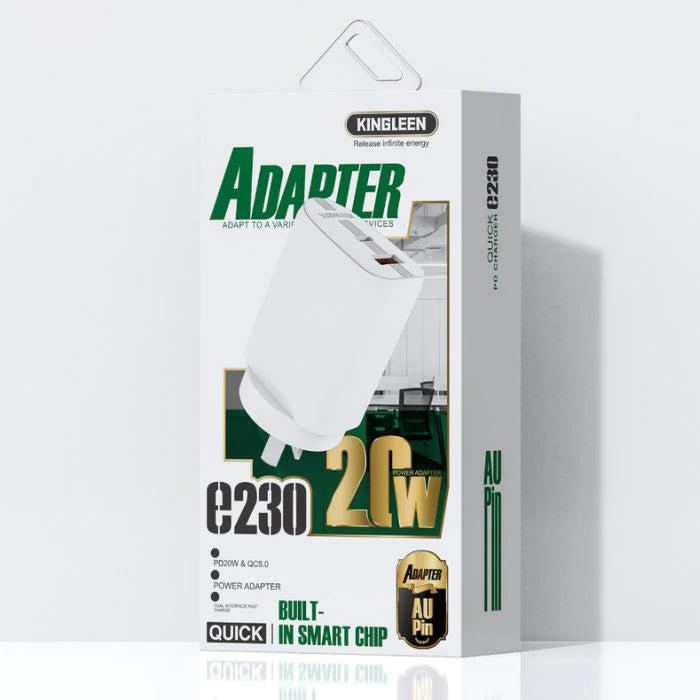 20W Kingleen  Type C + USB Power Adapter