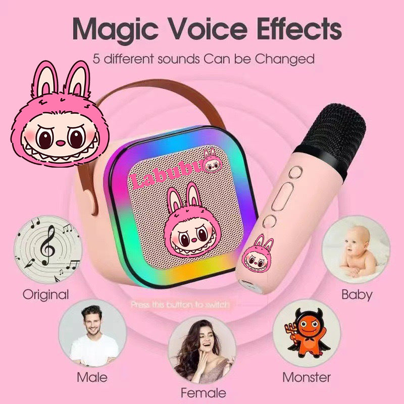 Karaoke Machine for Kids & Adults, Mini Portable Bluetooth Speaker with 2 Wireless Microphones,