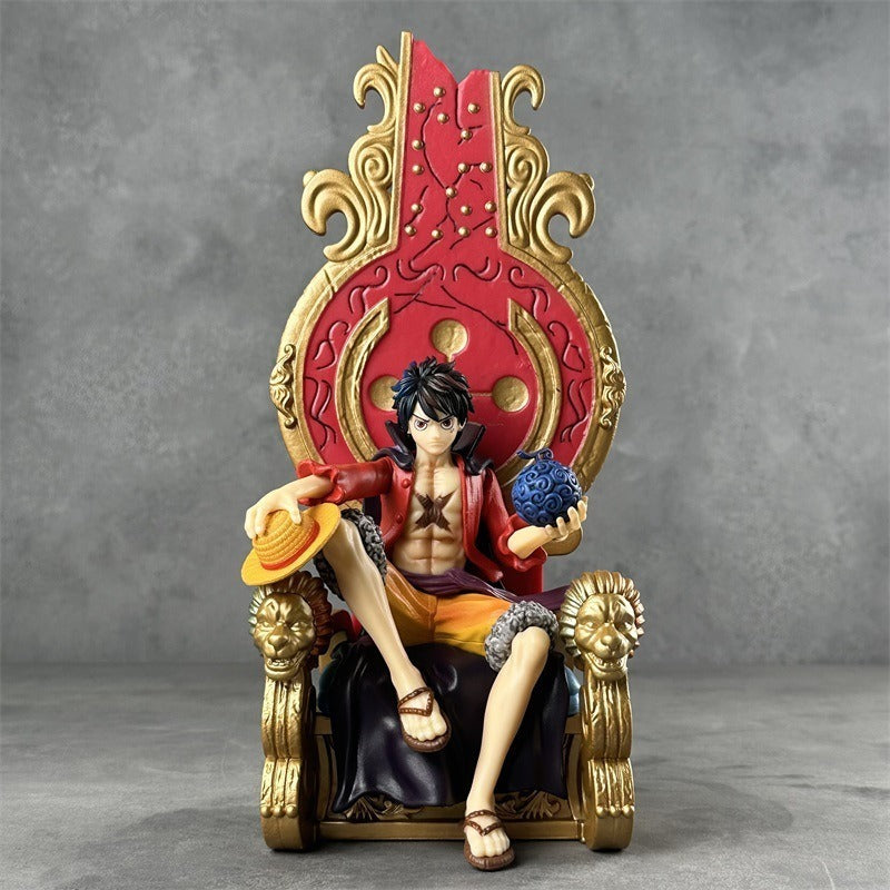 32cm One Piece Anime Figure Five Emperors Luffy Figurine Throne Sitting Posture Statue Collectble Decor Models Nika Luffy Toy Gk