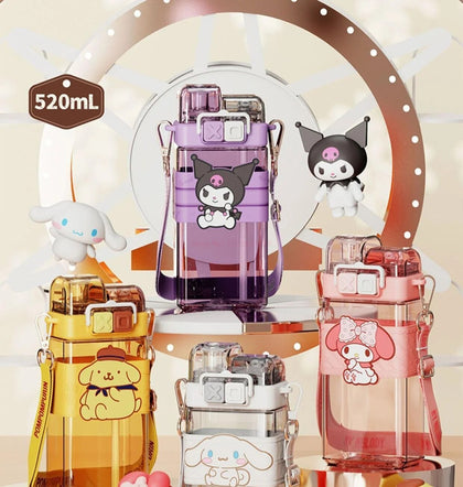 520ml Sanrioed Melody Square Double Drinking Cup Onpompurin Cartoon Kuromi High Temperature Resistant Cinnamoroll Water Bottle