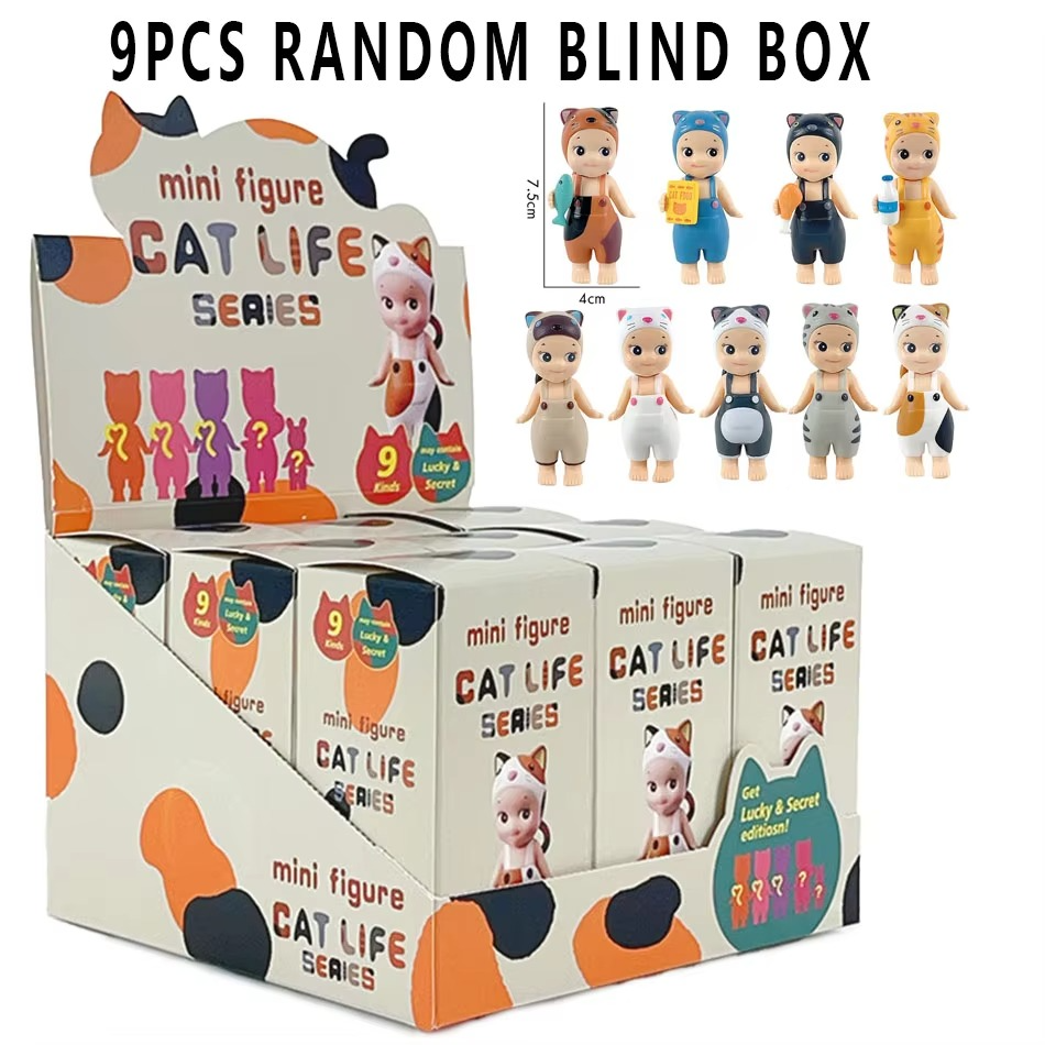 S Angel Blind Box Cat Life Serise Mini Cat Action Figures Toys Ornaments Dolls