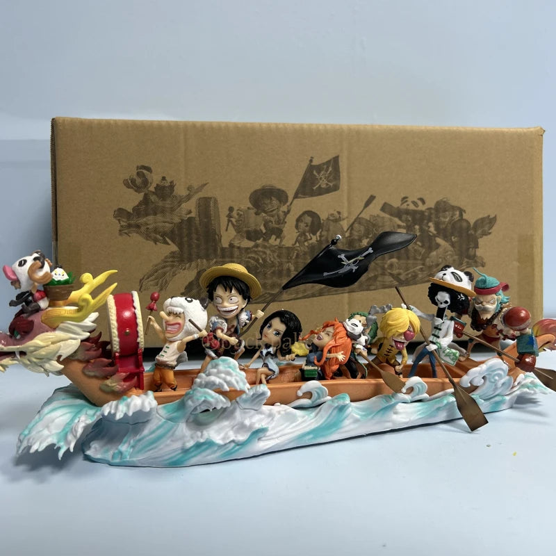 One Piece Luffy Figure Dragon Boat Race Anime Action Figures All Ten Sanji Figure Pvc Collection