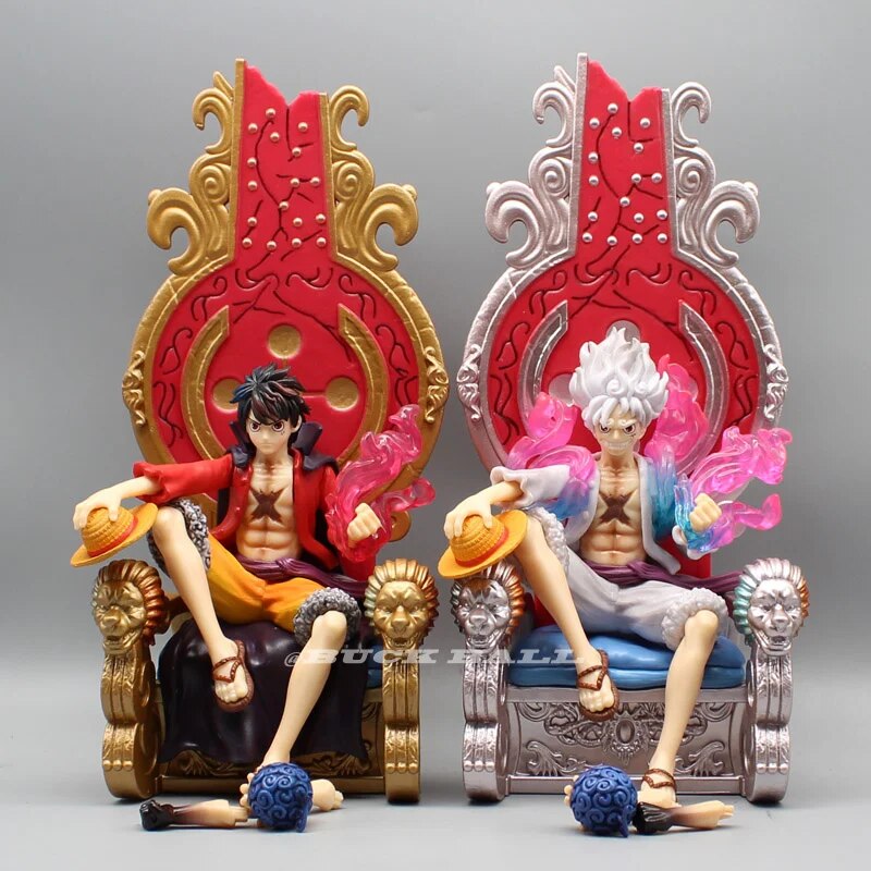 32cm One Piece Anime Figure Five Emperors Luffy Figurine Throne Sitting Posture Statue Collectble Decor Models Nika Luffy Toy Gk