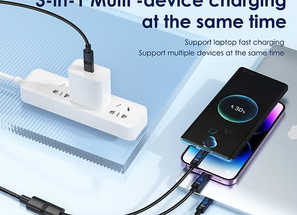 Foneng XS10 1.2M C To C+C+L (60W) Cable