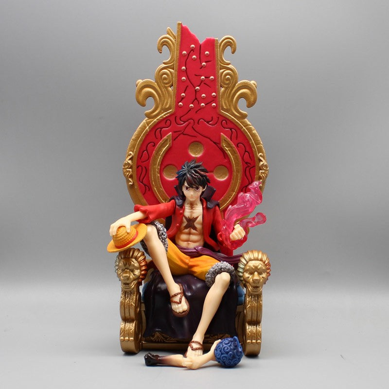 32cm One Piece Anime Figure Five Emperors Luffy Figurine Throne Sitting Posture Statue Collectble Decor Models Nika Luffy Toy Gk