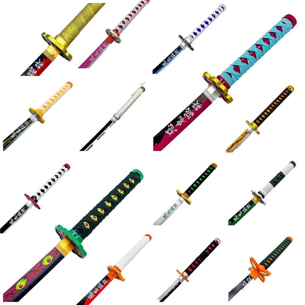 Demon Slayer Anime Wood Sword Party Cosplay Larp Sword Tanjiro Kamado 104CM