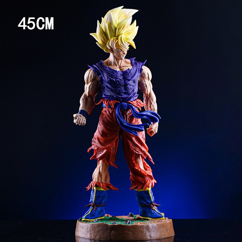 45cm Dragon Ball Z Son Goku Anime Figure Super Saiyan Action Figurine with Base GK PVC Statue Model Collection Toys Gift