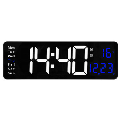 16 inch arge LED Digital Wall Clock Remote Control Temperature Date Timer Dual Alarm