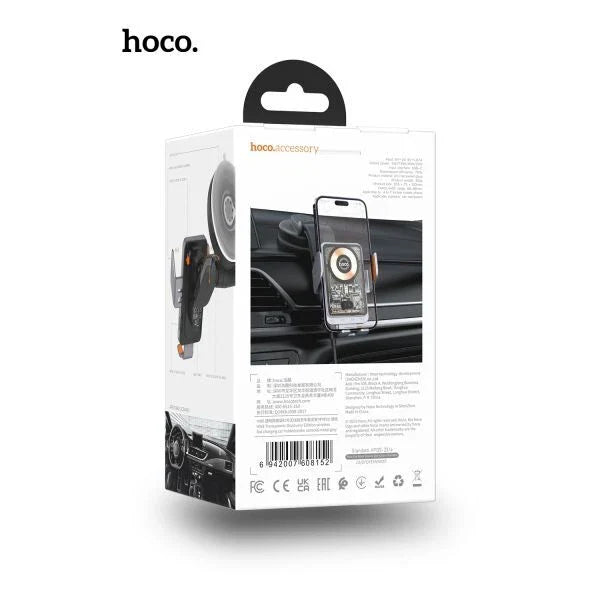 Hoco HW8 15W Transparent Wireless Fast Charging Center Console Car Holder -Black