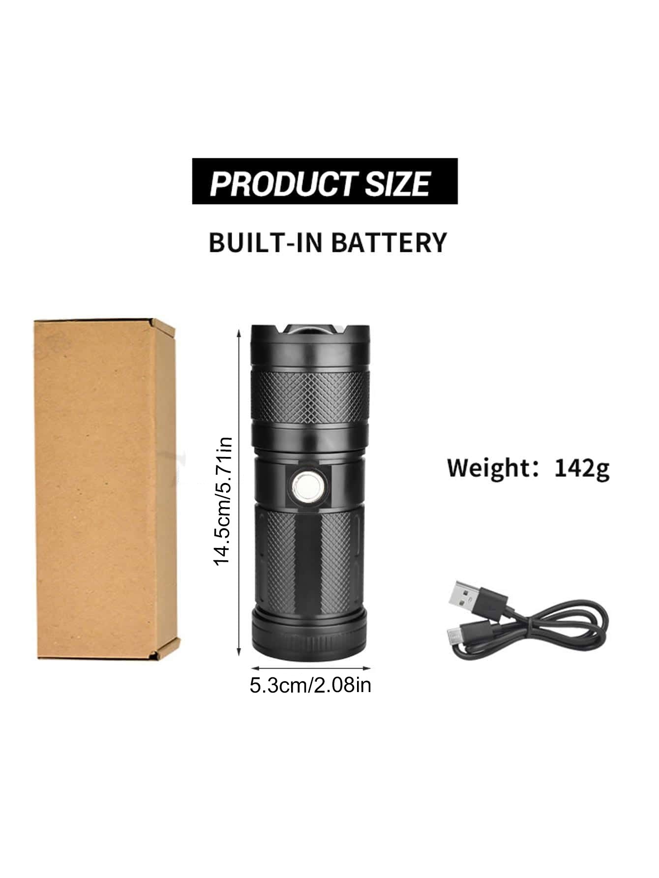 1800 Lumen Rechargeable LED Flashlight, Small and Extremely Bright Flash Light, Zoomable, Water Resistant, Adjustable Brightness for Camping, Running, Emergency