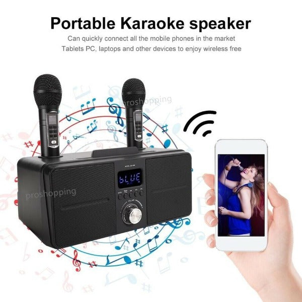 SDRD SD309 Wireless Bluetooth Karaoke 2PCS Microphone Speaker Handheld –  Proshopping.com.au