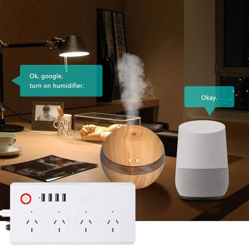 Tuya Smart Power Strip with 4 Outlets 4USB Ports,Australia Smart Power Bar Multiple Outlet Extension work with Alexa and Google