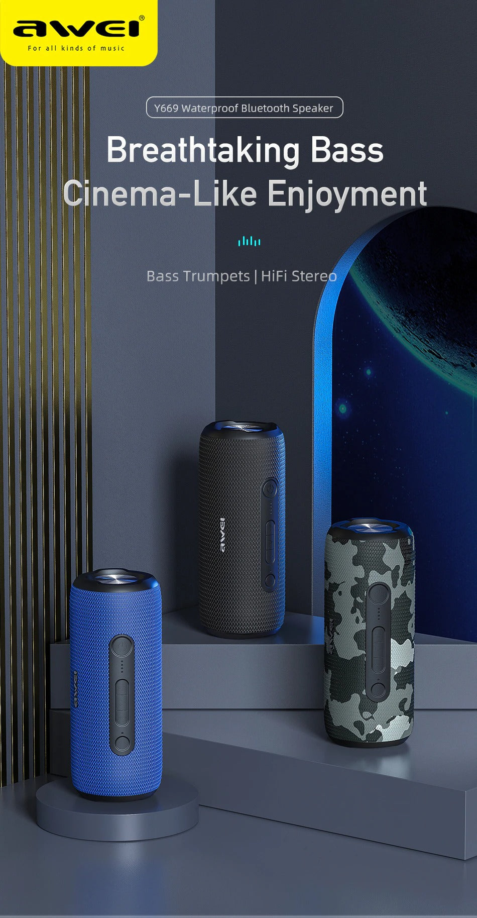 31W Super Bass Ip7 Awei Water Proof Speaker