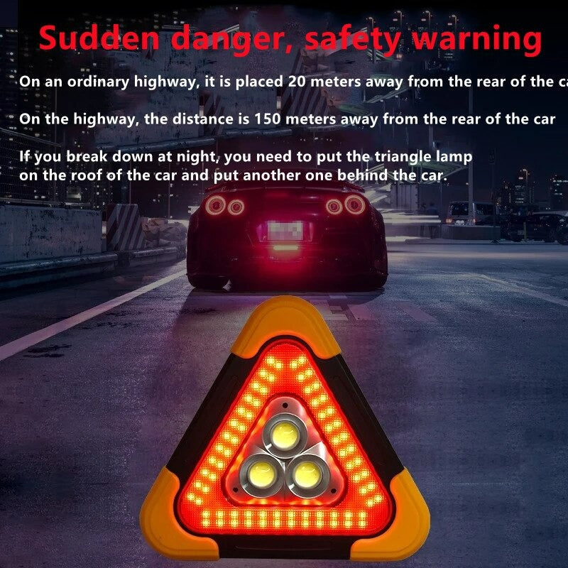 Multifunctional cob working lamp. Portable Flood Lamp COB Work Light Triangle Warning Light SOS Searchlight Emergency Warning