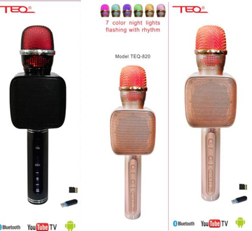 TEQ Microphone Speaker Bluetooth Karaoke For Phone Youtube TV + SD