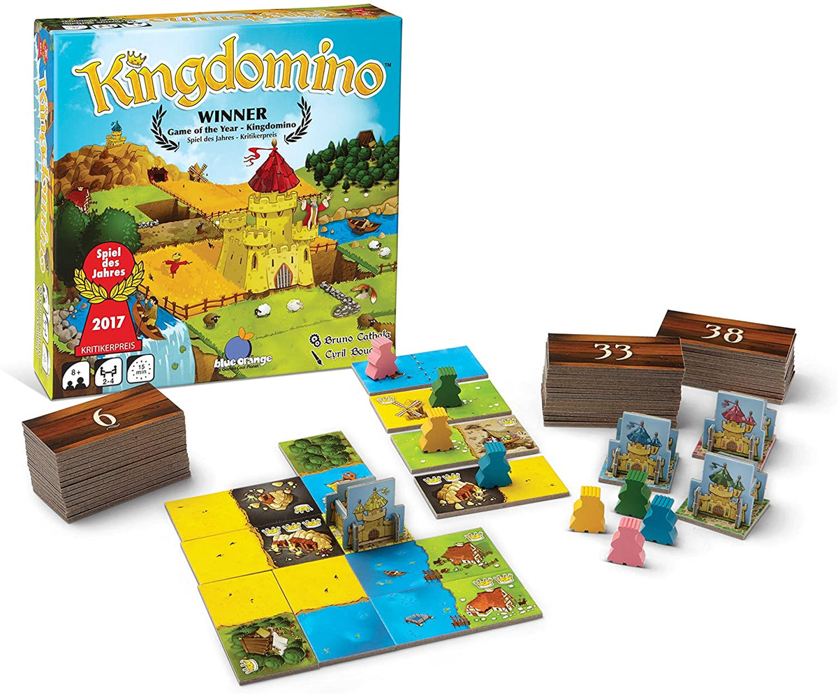 Kingdomino box and terrain tile game components