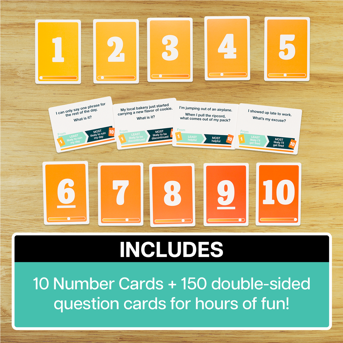 That Escalated Quickly number cards and question cards