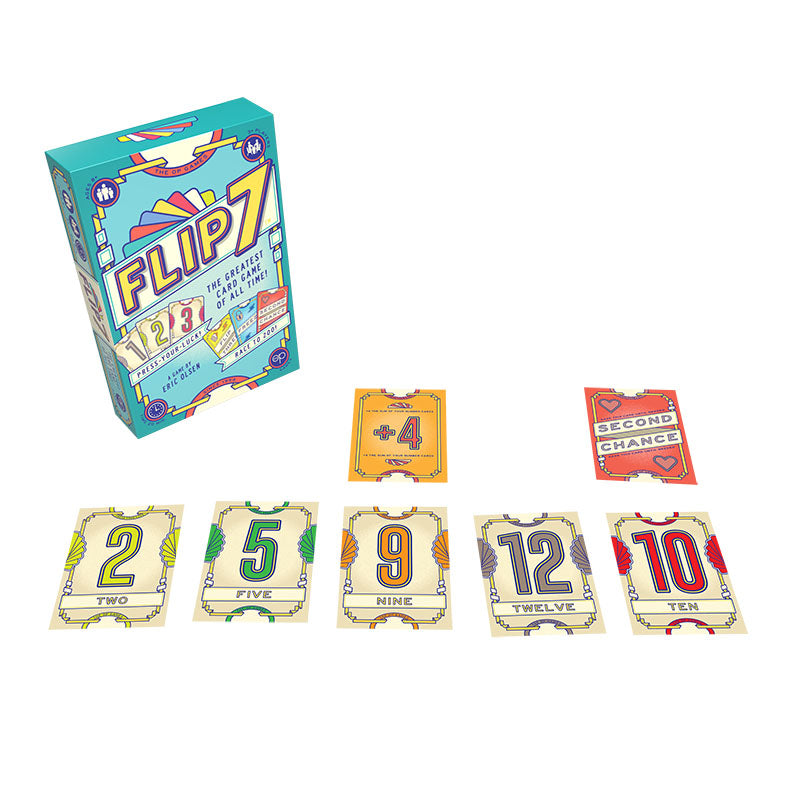 Flip 7 Hangsell Edition box with sample number and action cards