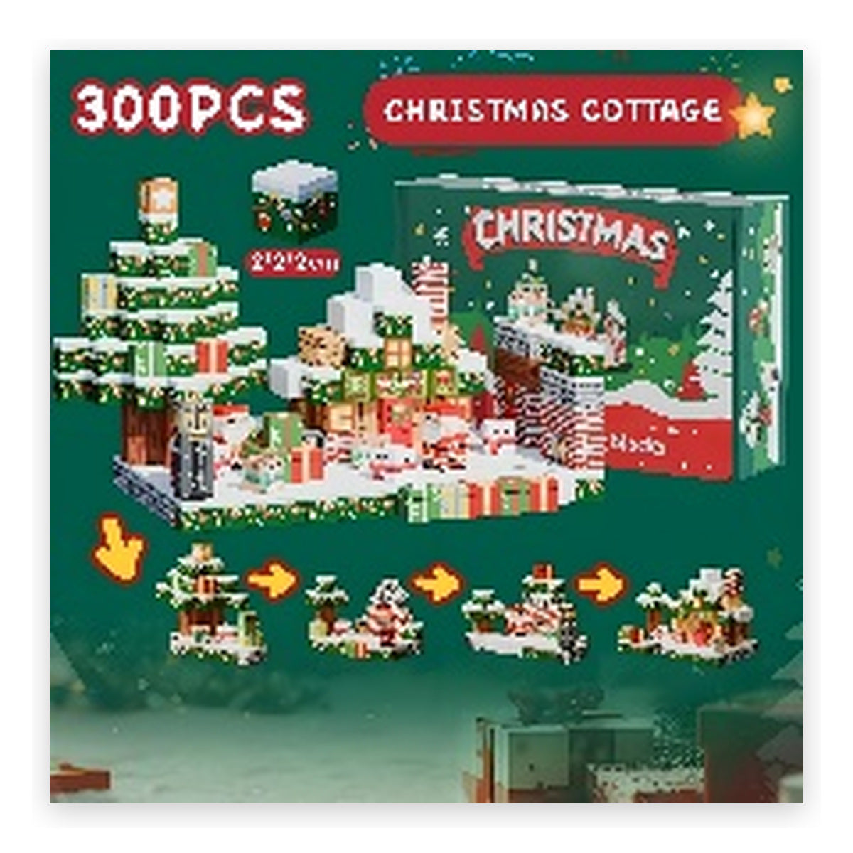 300 PCS Creative DIY Blocks - Christmas Cottage Theme