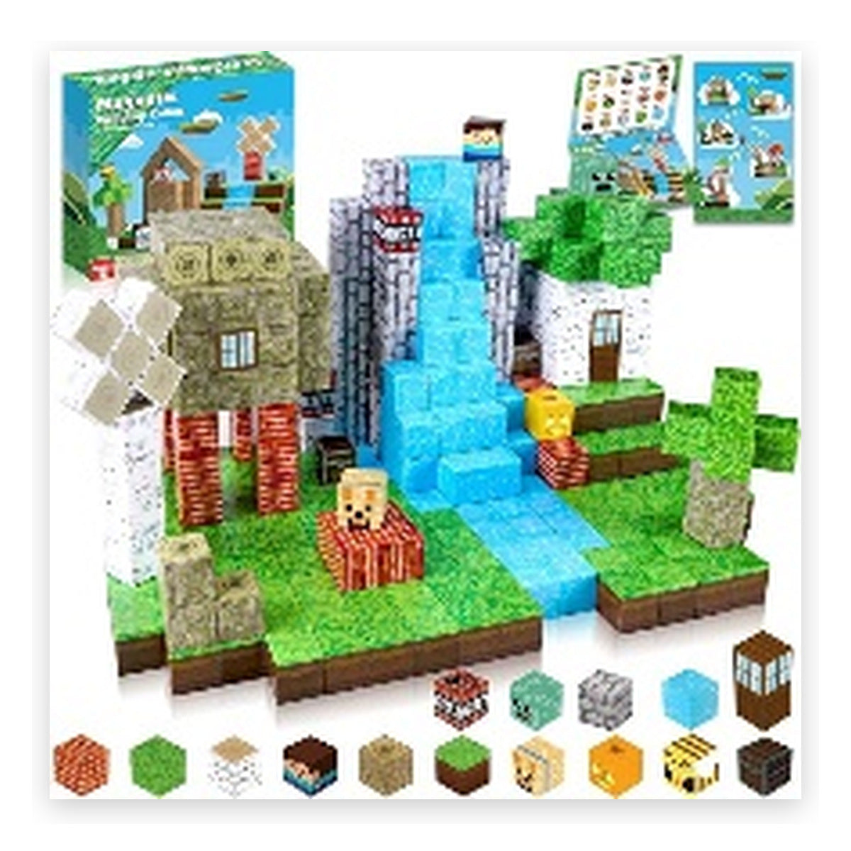 100 PCS Creative DIY Blocks - Jungle Waterfall Theme