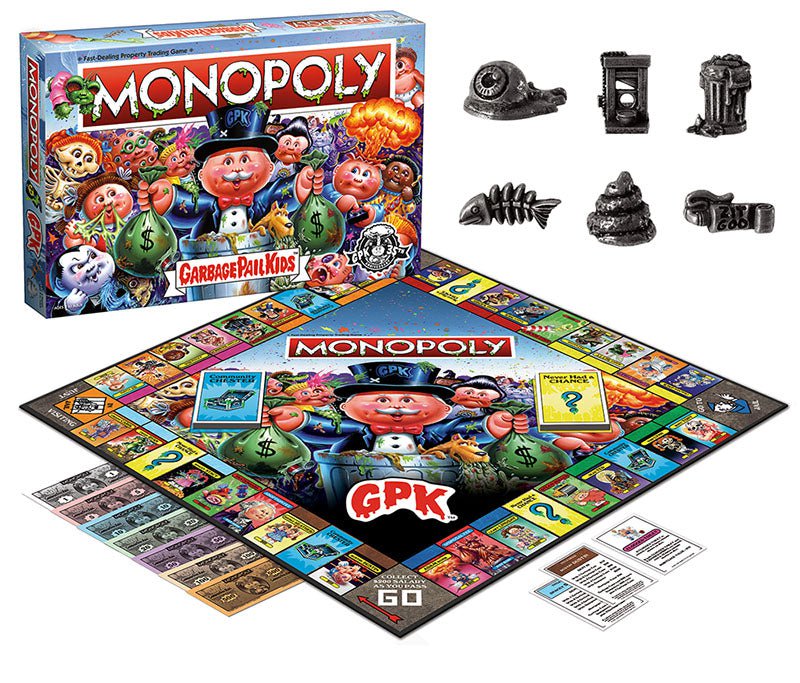 MONOPOLY Garbage Pail Kids board game box and contents