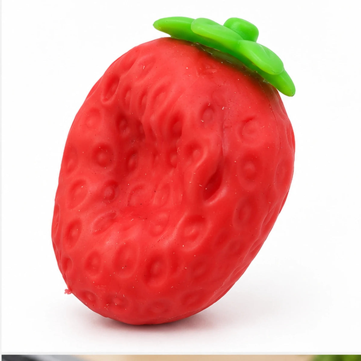 Crunchy strawberry squishy toy detail