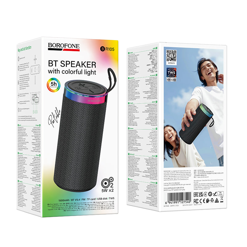 BOROFONE BR105 5Wx2 Loud BT speaker - dark gray
