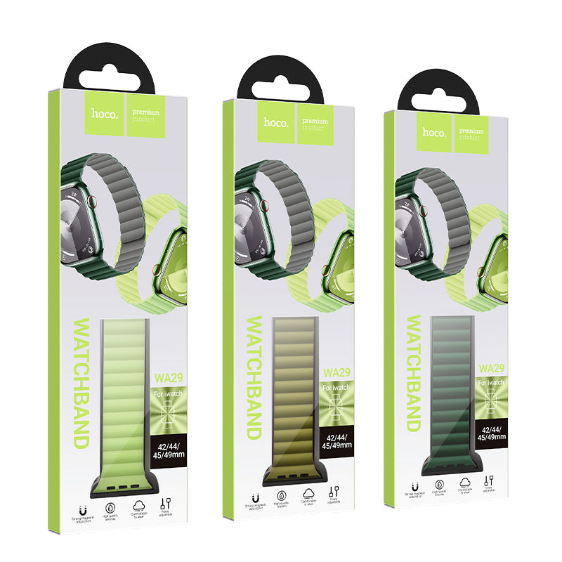 Hoco iWatch WA29 Flexible series buckle-free magnetic silicone strap 38/40/41mm - emerald green with gray