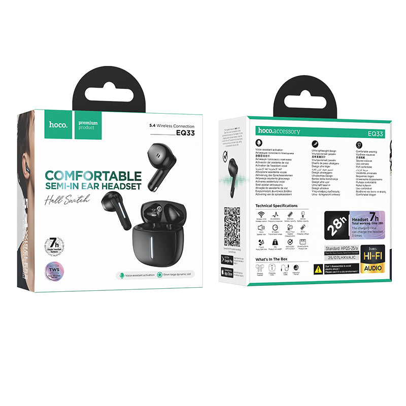 Hoco EQ33 Gem wireless BT headset With App - Black