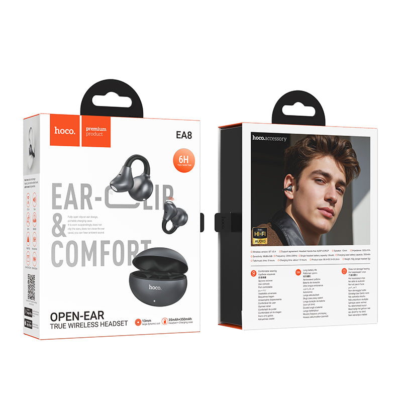 Hoco EA8 Open Ear Warm sound true wireless headset With App - Black