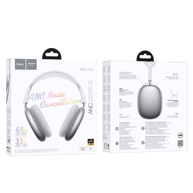 Hoco W65 Plus Happy ANC Bluetooth headphones - silver