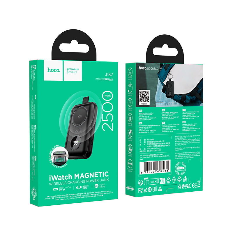 Hoco J137 Power bank with iWatch charger 2500mAh - Black