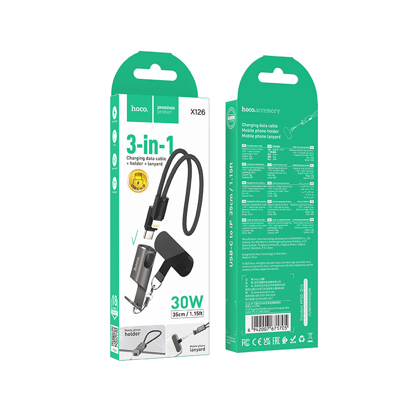 Hoco X126 Experto PD30W lanyard charging data cable iP(L=0.35M) - Black