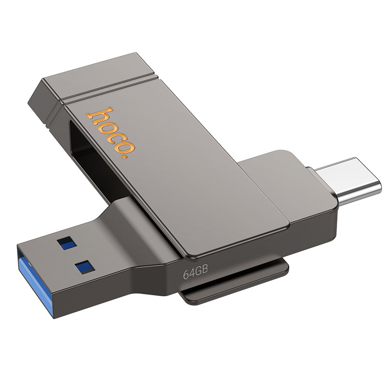 Hoco UD15 Zinc alloy 64GB 5Gbps Clever USB3.2 USB-C flash drive - Metal gray