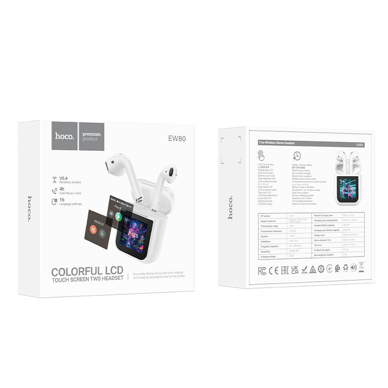 Hoco EW80 Magnificent true wireless touch screen BT headset - white