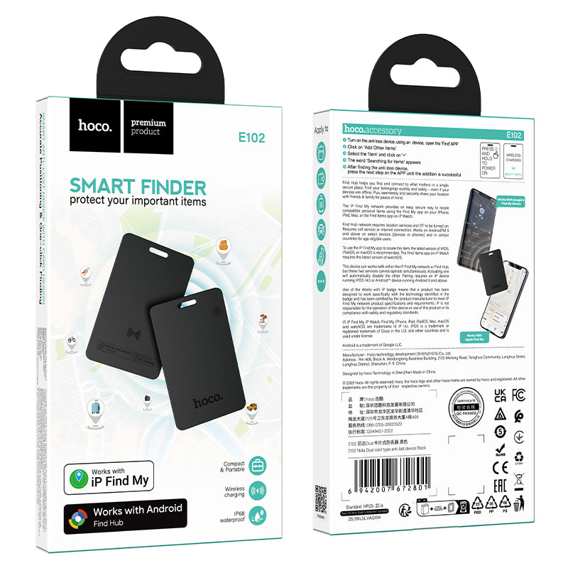 Hoco E102 Nida Dual card type anti-lost device - Black