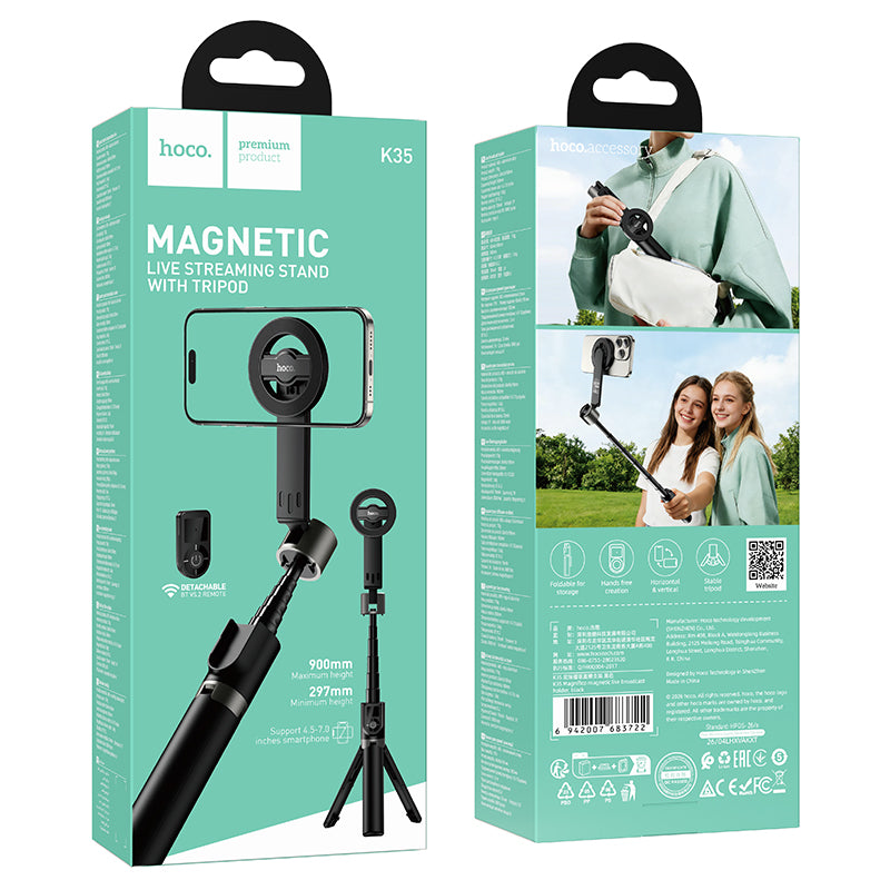 Hoco K35 90cm Magnifico magnetic live broadcast holder - black
