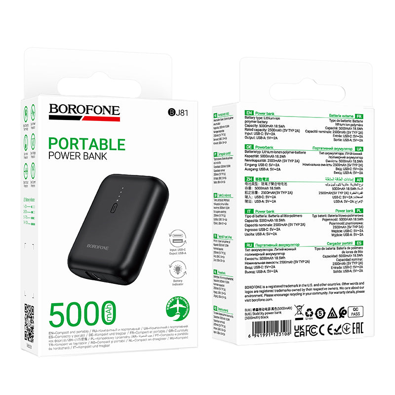 BOROFONE BJ81 5000mAh Compact Power Bank - Black