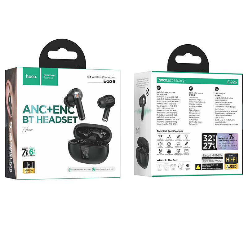 Hoco EQ26 ANC+ENC Nice true wireless BT headset - Black