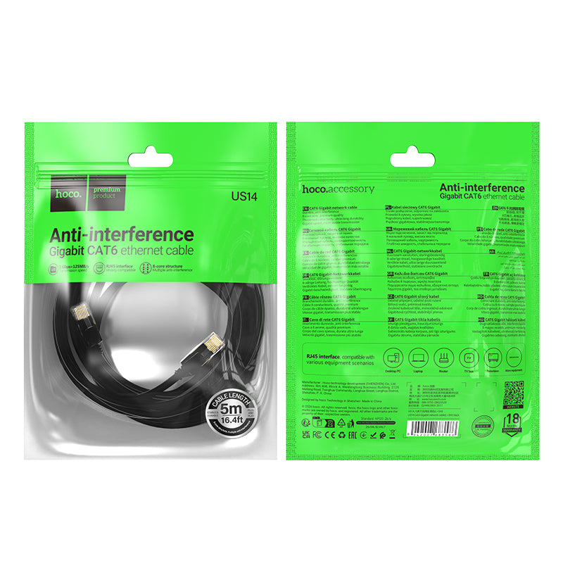 Hoco US14 Cat.6 Gigabit network cable L 5M - Black