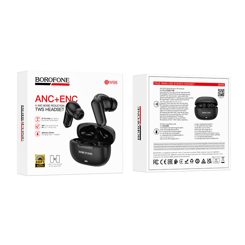 BOROFONE BW96 ANC+ENC True Wireless Earbuds - Black