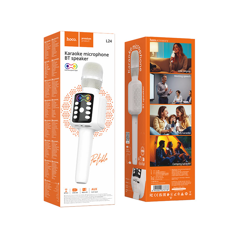 Hoco L24 Shine karaoke microphone - White