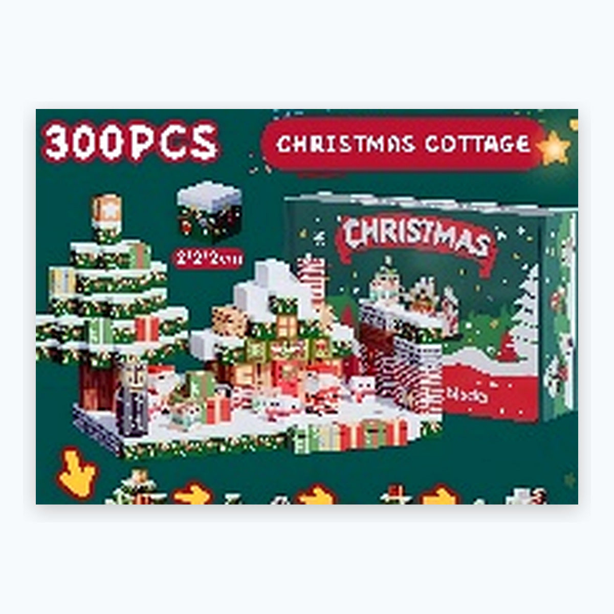 300 PCS Creative DIY Blocks - Christmas Cottage Theme