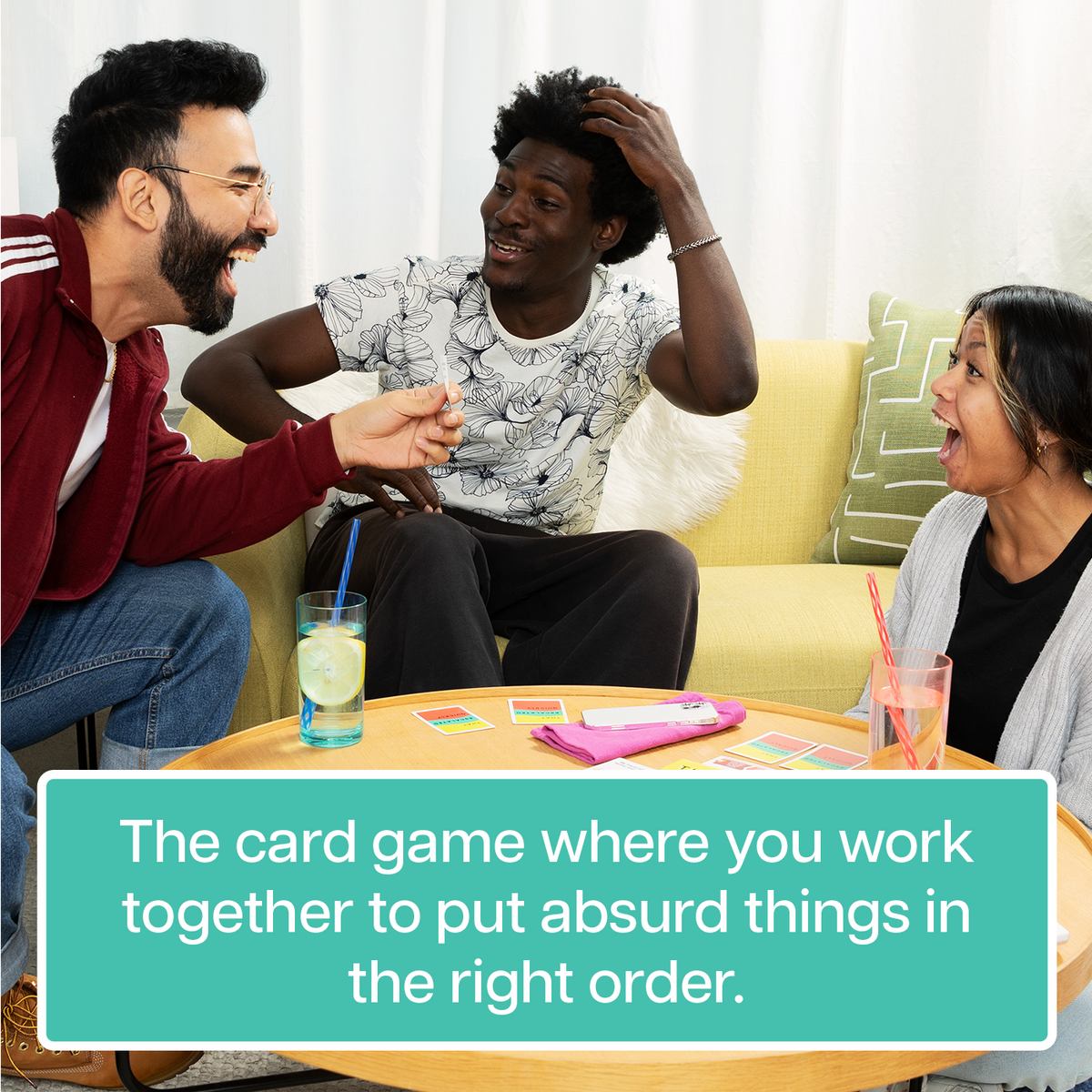 Friends playing That Escalated Quickly party game