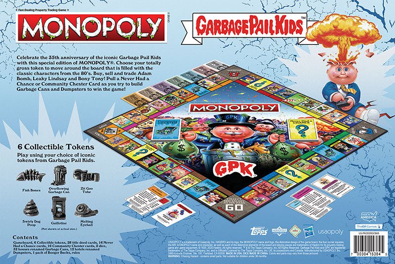 Garbage Pail Kids MONOPOLY game board and themed components